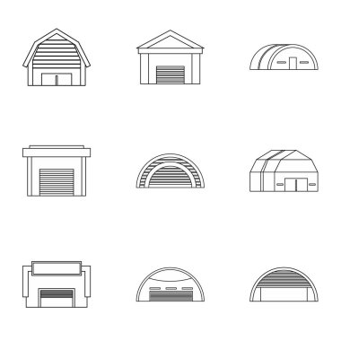 Garajlar Icons set, anahat stili türleri