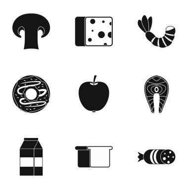 Kahvaltı Icons set, basit tarzı