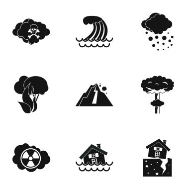Doğal Tufan Icons set, basit tarzı