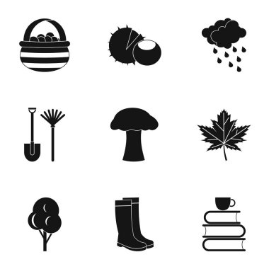 Düşen sezon simge stil kümesi, basit yaprakları