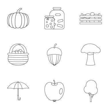 Sonbahar Icons set, anahat stili