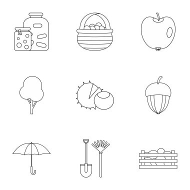 Sonbahar önümüzdeki Icons set anahat stili