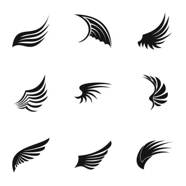 Farklı kanatlar Icons set, basit tarzı