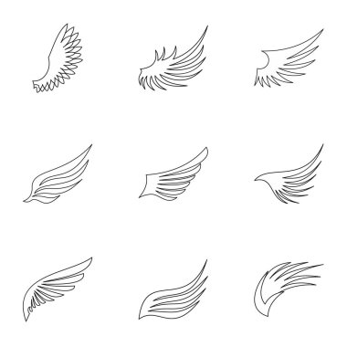 Kanatları Icons set, anahat stili türleri