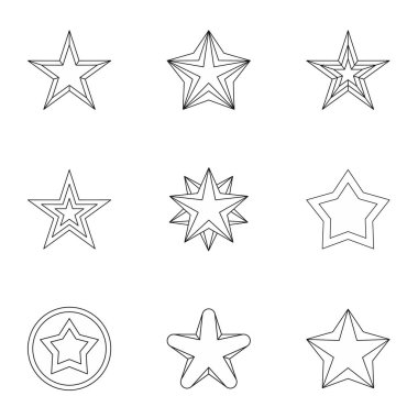 Geometrik figür yıldız Icons set, anahat stili
