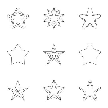 Şekil yıldız Icons set, anahat stili