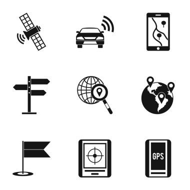 Arama bölgesi Icons set, basit tarzı
