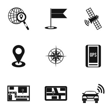 Konumu Icons set, basit tarzı