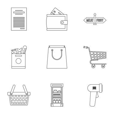 Mağaza Icons set, anahat stili