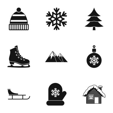 Kış Icons set, basit tarzı