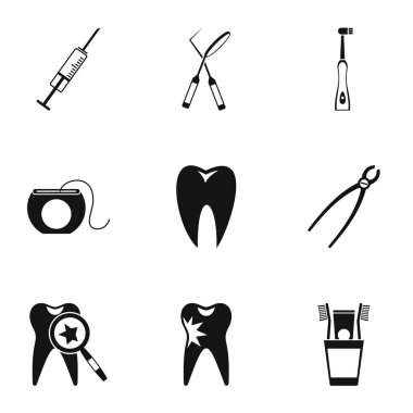 Diş tedavisi Icons set, basit tarzı