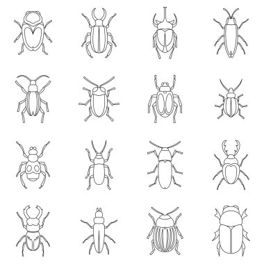 Böcek Icons set, anahat stili