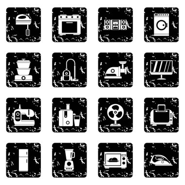 Simgeler, grunge tarzı ev aletleri ayarla