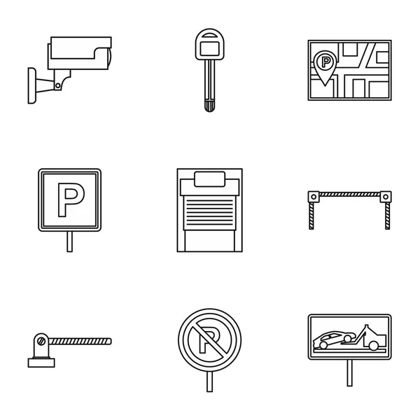 Conjunto de ícones de estacionamento, estilo esboço —  Vetores de Stock