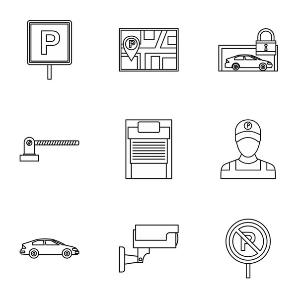 Parkplatzsymbole setzen, Stil umreißen — Stockvektor