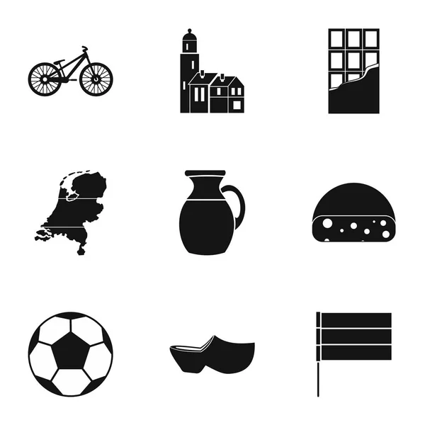 Conjunto de iconos Country Holland, estilo simple — Vector de stock