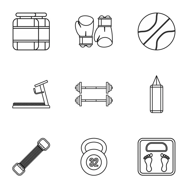 Sportschool Icons set, Kaderstijl — Stockvector