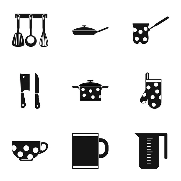 Geschirr Icons Set, einfacher Stil — Stockvektor