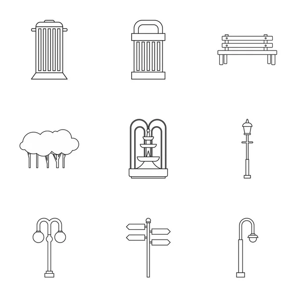 Ensemble d'icônes de jardin, style contour — Image vectorielle