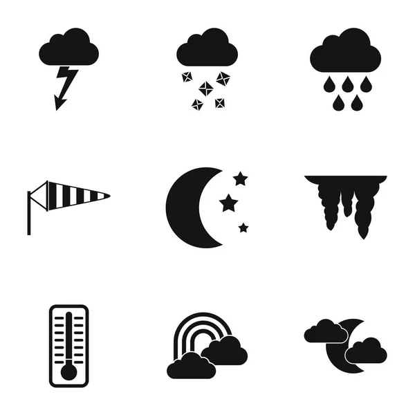 Wetter außerhalb Icons gesetzt, einfacher Stil — Stockvektor