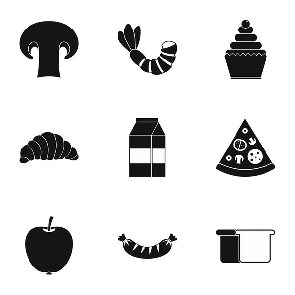 Manhã conjunto de ícones de café da manhã, estilo simples — Vetor de Stock