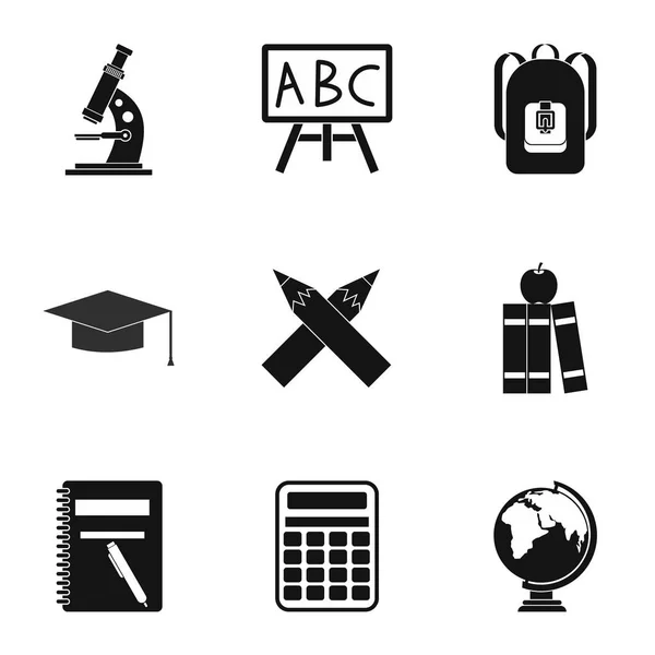 Conjunto de iconos de la escuela, estilo simple — Vector de stock