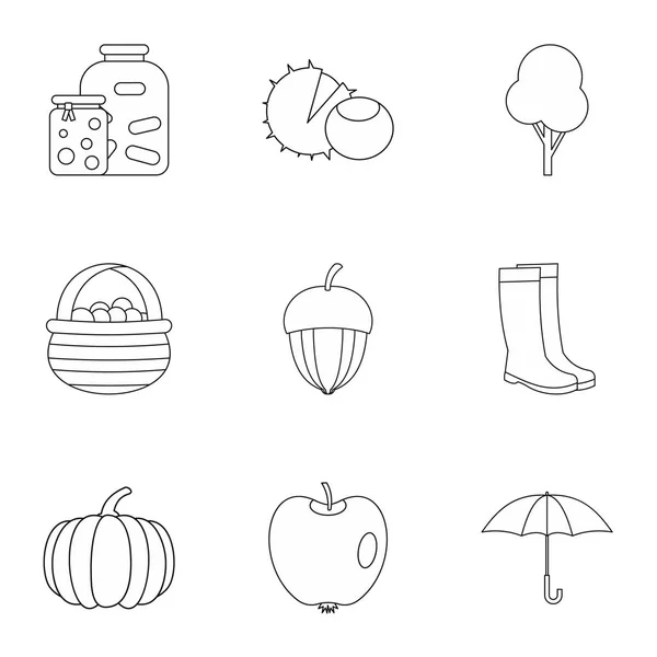 Outono conjunto de ícones meteorológicos, estilo esboço — Vetor de Stock