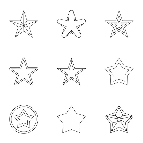 Five-pointed star icons set, outline style — Stock Vector