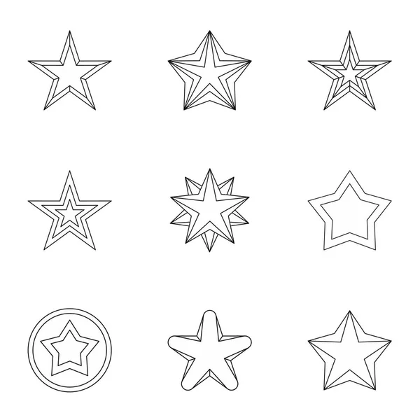 Geometrische figuur ster iconen set, Kaderstijl — Stockvector