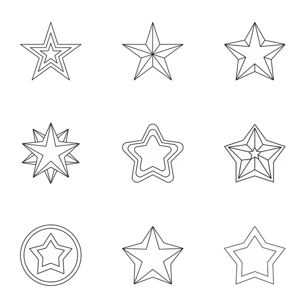 Soorten sterren iconen set, Kaderstijl — Stockvector