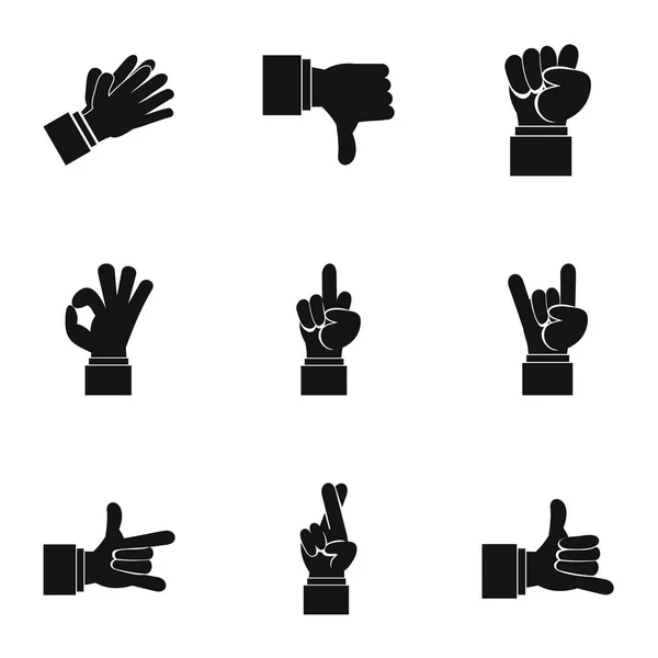 Conjunto de iconos de mano, estilo simple — Vector de stock