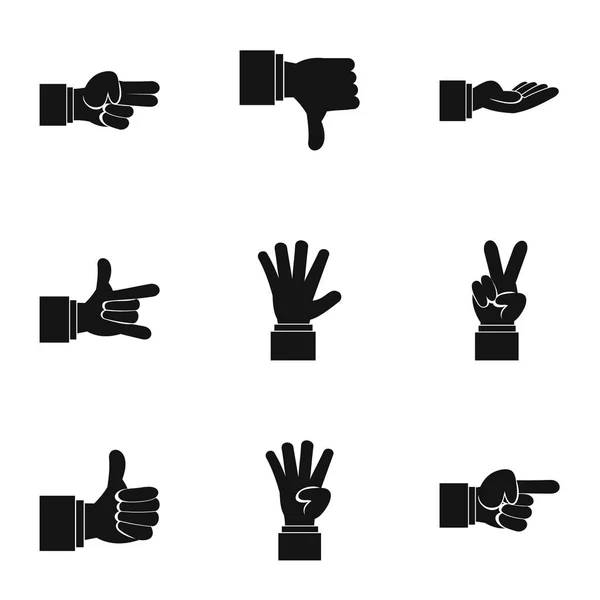 Set di icone gestuali, stile semplice — Vettoriale Stock