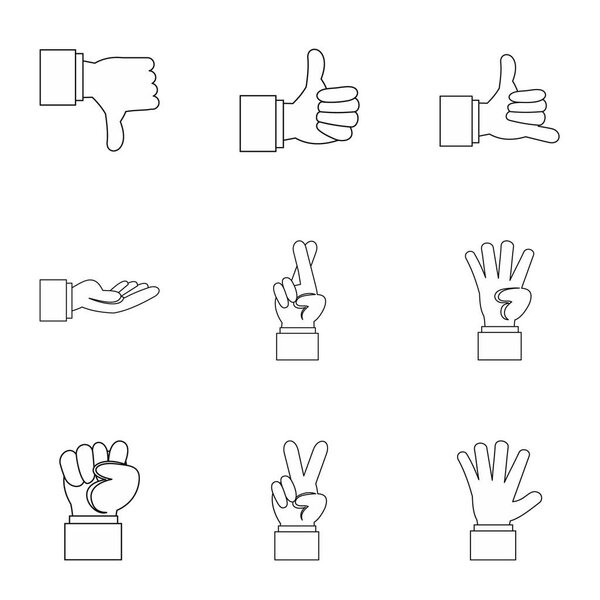 Gesture icons set, outline style