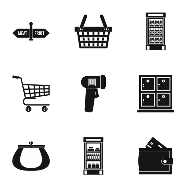 Набор иконок супермаркета, простой стиль — стоковый вектор
