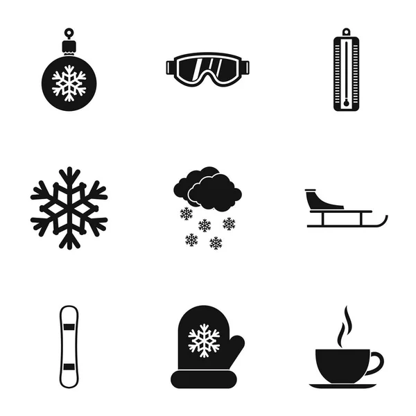 Météo icônes d'hiver ensemble, style simple — Image vectorielle