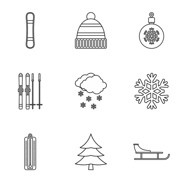 Conjunto de ícones de inverno, estilo esboço — Vetor de Stock