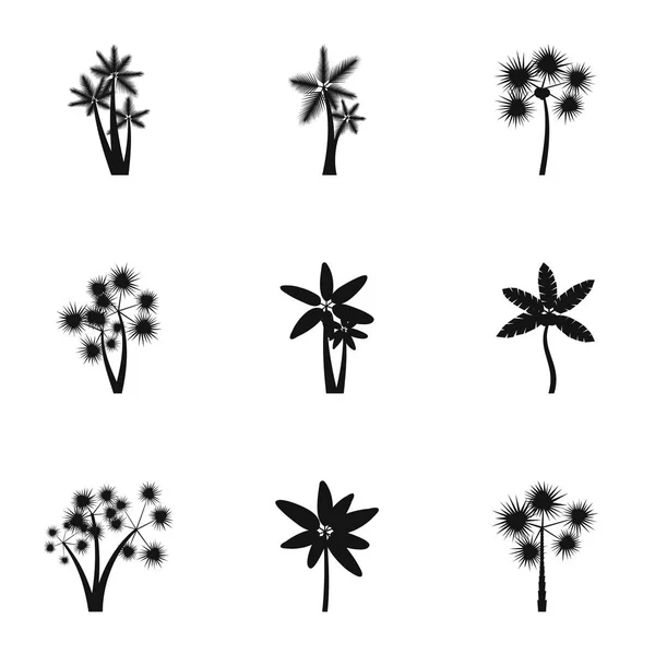 Árbol conjunto de iconos de palma, estilo simple — Vector de stock