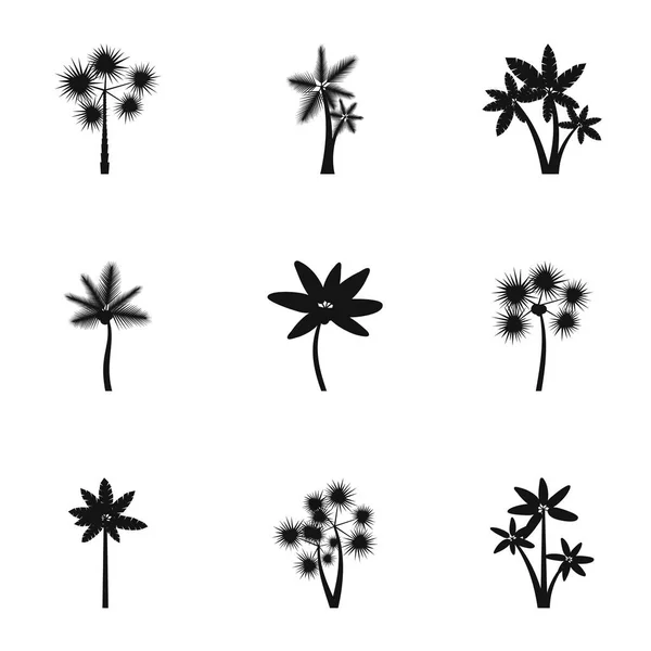 Soorten palm iconen set, eenvoudige stijl — Stockvector