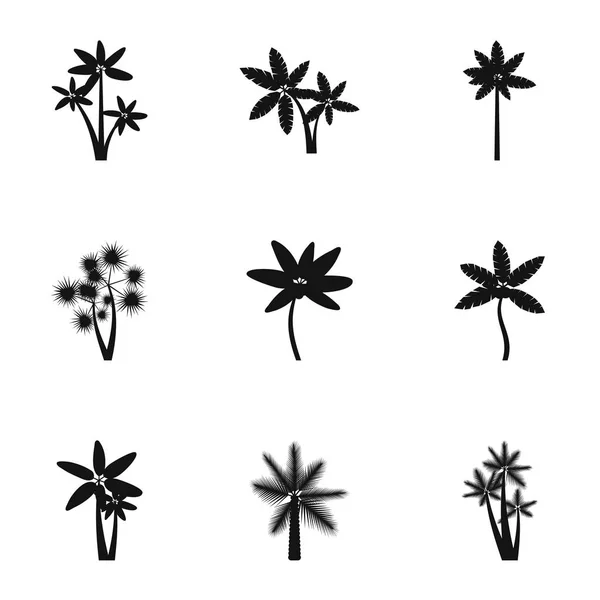 Conjunto de iconos de palmas negras, estilo simple — Vector de stock