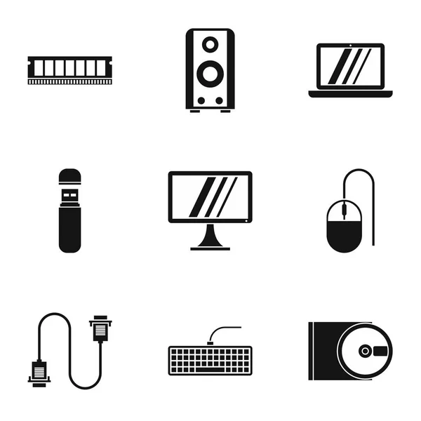 Conjunto de iconos de reparación de computadoras, estilo simple — Vector de stock