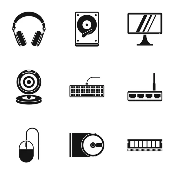 Conjunto de iconos de datos de computadora, estilo simple — Vector de stock