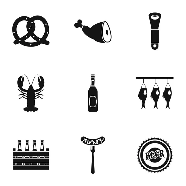 Beer icons set, simple style — Stock Vector