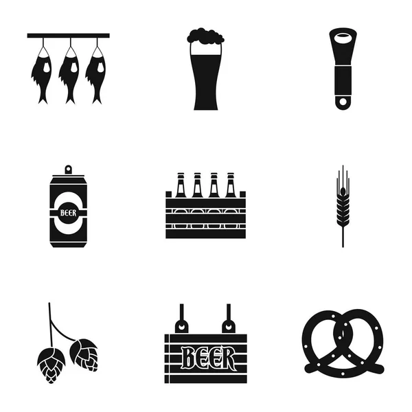 Beer festival icons set, simple style — Stock Vector