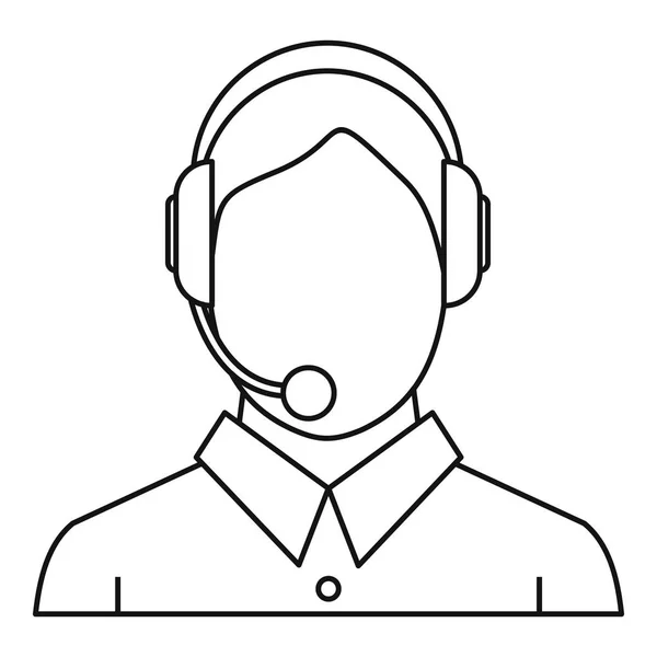 Mann mit einem Headset-Symbol, Outline-Stil — Stockvektor