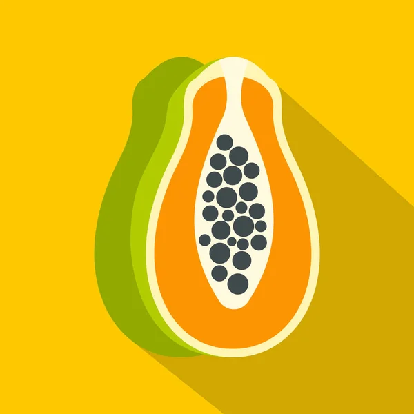 Szeletelve friss papaya ikon, lapos stílusú — Stock Vector