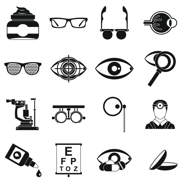 Conjunto de iconos de herramientas oftalmológicas, estilo simple — Archivo Imágenes Vectoriales