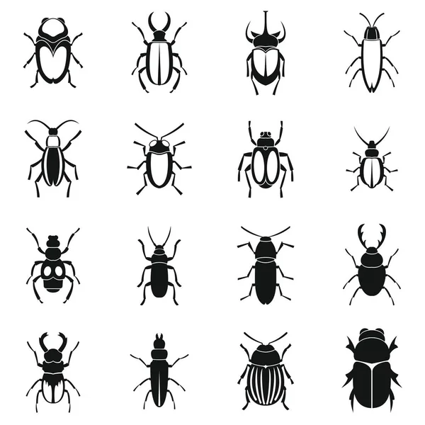 Bugs icons set, simple style — Stock Vector