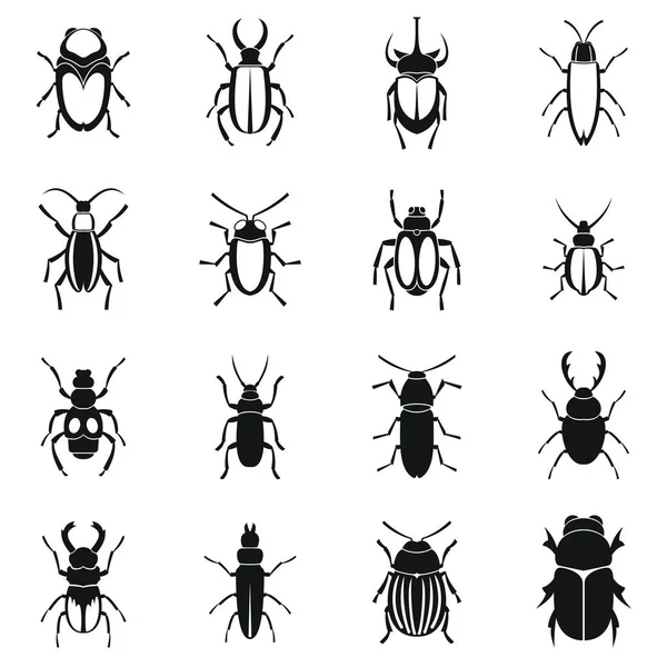 Bugs Icons gesetzt, einfacher Stil — Stockvektor