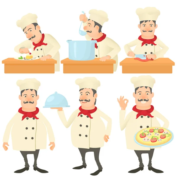 Ensemble de concept de cuisine cuisinière, style dessin animé — Image vectorielle