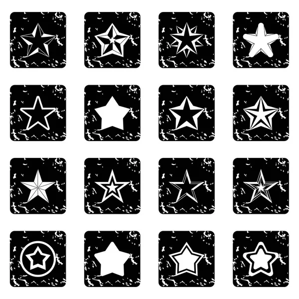 Star-Set Ikonen, Grunge-Stil — Stockvektor